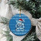 Cronulla Sharks Christmas Ceramic Ornament Australian Rugby Fans - Pixelated Ugly Xmas Pattern Mascot Santa