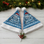 Cronulla Sharks Christmas Santa Hat Australian Rugby Fans - Pixelated Ugly Xmas Pattern Mascot Santa