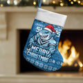 Cronulla Sharks Christmas Stocking Australian Rugby Fans - Pixelated Ugly Xmas Pattern Mascot Santa