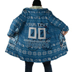 Personalized Cronulla Sharks Christmas Cloak Australian Rugby Fans - Pixelated Ugly Xmas Pattern Mascot Santa