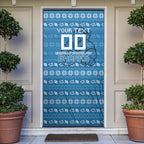 Personalized Cronulla Sharks Christmas Door Cover Australian Rugby Fans - Pixelated Ugly Xmas Pattern Mascot Santa