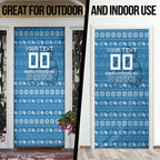 Personalized Cronulla Sharks Christmas Door Cover Australian Rugby Fans - Pixelated Ugly Xmas Pattern Mascot Santa