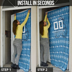 Personalized Cronulla Sharks Christmas Door Cover Australian Rugby Fans - Pixelated Ugly Xmas Pattern Mascot Santa