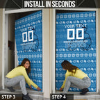 Personalized Cronulla Sharks Christmas Door Cover Australian Rugby Fans - Pixelated Ugly Xmas Pattern Mascot Santa