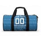 Personalized Cronulla Sharks Christmas Duffle Bag Australian Rugby Fans - Pixelated Ugly Xmas Pattern Mascot Santa