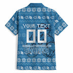 Personalized Cronulla Sharks Christmas Hawaiian Shirt Australian Rugby Fans - Pixelated Ugly Xmas Pattern Mascot Santa