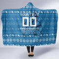Personalized Cronulla Sharks Christmas Hooded Blanket Australian Rugby Fans - Pixelated Ugly Xmas Pattern Mascot Santa