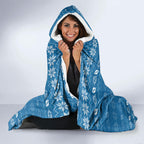 Personalized Cronulla Sharks Christmas Hooded Blanket Australian Rugby Fans - Pixelated Ugly Xmas Pattern Mascot Santa