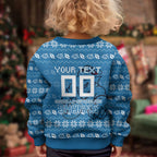Personalized Cronulla Sharks Christmas Kid Ugly Christmas Sweater Australian Rugby Fans - Pixelated Ugly Xmas Pattern Mascot Santa