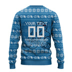 Personalized Cronulla Sharks Christmas Ugly Christmas Sweater Australian Rugby Fans - Pixelated Ugly Xmas Pattern Mascot Santa