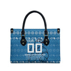 Personalized Cronulla Sharks Christmas Leather Bag Australian Rugby Fans - Pixelated Ugly Xmas Pattern Mascot Santa