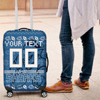Personalized Cronulla Sharks Christmas Luggage Cover Australian Rugby Fans - Pixelated Ugly Xmas Pattern Mascot Santa