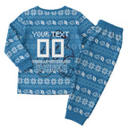 Personalized Cronulla Sharks Christmas Pajama Set Australian Rugby Fans - Pixelated Ugly Xmas Pattern Mascot Santa