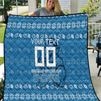 Personalized Cronulla Sharks Christmas Quilt Australian Rugby Fans - Pixelated Ugly Xmas Pattern Mascot Santa