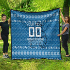 Personalized Cronulla Sharks Christmas Quilt Australian Rugby Fans - Pixelated Ugly Xmas Pattern Mascot Santa