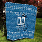 Personalized Cronulla Sharks Christmas Quilt Australian Rugby Fans - Pixelated Ugly Xmas Pattern Mascot Santa