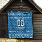 Personalized Cronulla Sharks Christmas Quilt Australian Rugby Fans - Pixelated Ugly Xmas Pattern Mascot Santa