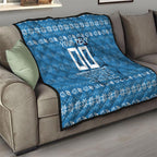 Personalized Cronulla Sharks Christmas Quilt Australian Rugby Fans - Pixelated Ugly Xmas Pattern Mascot Santa
