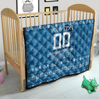 Personalized Cronulla Sharks Christmas Quilt Australian Rugby Fans - Pixelated Ugly Xmas Pattern Mascot Santa