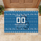 Personalized Cronulla Sharks Christmas Rubber Doormat Australian Rugby Fans - Pixelated Ugly Xmas Pattern Mascot Santa