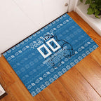 Personalized Cronulla Sharks Christmas Rubber Doormat Australian Rugby Fans - Pixelated Ugly Xmas Pattern Mascot Santa
