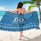 Personalized Cronulla Sharks Christmas Sarong Australian Rugby Fans - Pixelated Ugly Xmas Pattern Mascot Santa