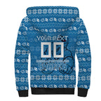 Personalized Cronulla Sharks Christmas Sherpa Hoodie Australian Rugby Fans - Pixelated Ugly Xmas Pattern Mascot Santa