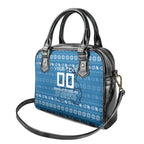 Personalized Cronulla Sharks Christmas Shoulder Handbag Australian Rugby Fans - Pixelated Ugly Xmas Pattern Mascot Santa
