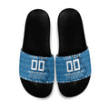 Personalized Cronulla Sharks Christmas Slide Sandals Australian Rugby Fans - Pixelated Ugly Xmas Pattern Mascot Santa
