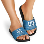 Personalized Cronulla Sharks Christmas Slide Sandals Australian Rugby Fans - Pixelated Ugly Xmas Pattern Mascot Santa