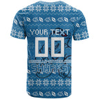 Personalized Cronulla Sharks Christmas T Shirt Australian Rugby Fans - Pixelated Ugly Xmas Pattern Mascot Santa