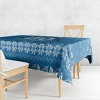 Personalized Cronulla Sharks Christmas Tablecloth Australian Rugby Fans - Pixelated Ugly Xmas Pattern Mascot Santa