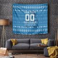 Personalized Cronulla Sharks Christmas Tapestry Australian Rugby Fans - Pixelated Ugly Xmas Pattern Mascot Santa