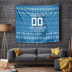 Personalized Cronulla Sharks Christmas Tapestry Australian Rugby Fans - Pixelated Ugly Xmas Pattern Mascot Santa