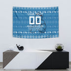 Personalized Cronulla Sharks Christmas Tapestry Australian Rugby Fans - Pixelated Ugly Xmas Pattern Mascot Santa