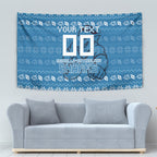 Personalized Cronulla Sharks Christmas Tapestry Australian Rugby Fans - Pixelated Ugly Xmas Pattern Mascot Santa