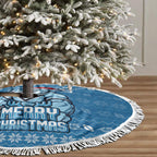 Cronulla Sharks Christmas Tree Skirt Australian Rugby Fans - Pixelated Ugly Xmas Pattern Mascot Santa