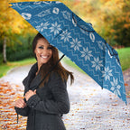 Personalized Cronulla Sharks Christmas Umbrella Australian Rugby Fans - Pixelated Ugly Xmas Pattern Mascot Santa
