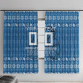 Personalized Cronulla Sharks Christmas Window Curtain Australian Rugby Fans - Pixelated Ugly Xmas Pattern Mascot Santa