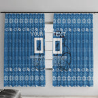 Personalized Cronulla Sharks Christmas Window Curtain Australian Rugby Fans - Pixelated Ugly Xmas Pattern Mascot Santa