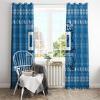 Personalized Cronulla Sharks Christmas Window Curtain Australian Rugby Fans - Pixelated Ugly Xmas Pattern Mascot Santa