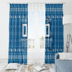 Personalized Cronulla Sharks Christmas Window Curtain Australian Rugby Fans - Pixelated Ugly Xmas Pattern Mascot Santa