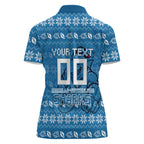 Personalized Cronulla Sharks Christmas Women Polo Shirt Australian Rugby Fans - Pixelated Ugly Xmas Pattern Mascot Santa