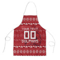 Personalized Dolphins Christmas Apron Australian Rugby Fans - Pixelated Ugly Xmas Pattern Mascot Santa