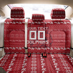 Personalized Dolphins Christmas Back Car Seat Cover Australian Rugby Fans - Pixelated Ugly Xmas Pattern Mascot Santa