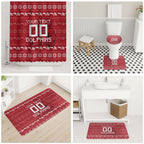 Personalized Dolphins Christmas Bathroom Set Australian Rugby Fans - Pixelated Ugly Xmas Pattern Mascot Santa