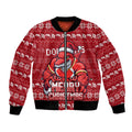 Personalized Dolphins Christmas Bomber Jacket Australian Rugby Fans - Pixelated Ugly Xmas Pattern Mascot Santa