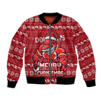 Personalized Dolphins Christmas Bomber Jacket Australian Rugby Fans - Pixelated Ugly Xmas Pattern Mascot Santa