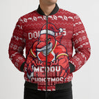 Personalized Dolphins Christmas Bomber Puffer Jacket Australian Rugby Fans - Pixelated Ugly Xmas Pattern Mascot Santa