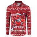 Personalized Dolphins Christmas Button Sweatshirt Australian Rugby Fans - Pixelated Ugly Xmas Pattern Mascot Santa